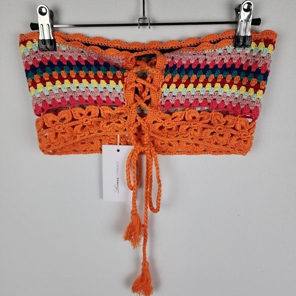 NWT Lovers + Friends Over The Rainbow Crochet Crop Top Size Small - Picture 3 of 7
